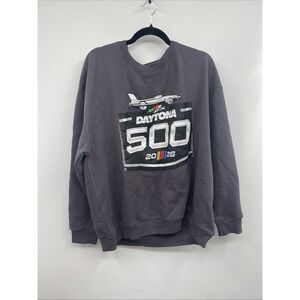 Nascar Daytona 500 Sweatshirt Men 2XL Charcoal Fleece Lined Crew Neck Active NWT